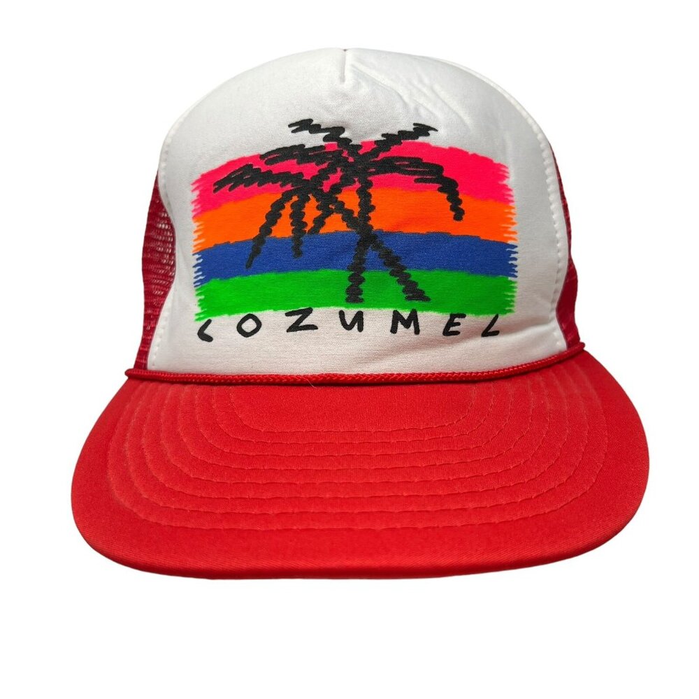 Cozumel Mexico Vintage Trucker Snapback Hat Cap Palm Trees Beach Retro 90's Mesh